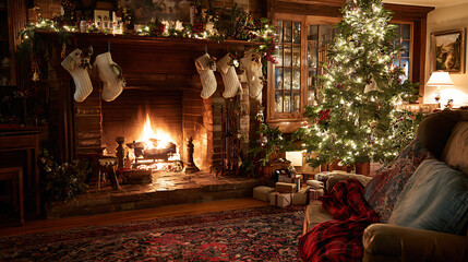 christmas scene with christmas tree