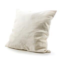 Off-white square pillow, slightly angled, on a white background