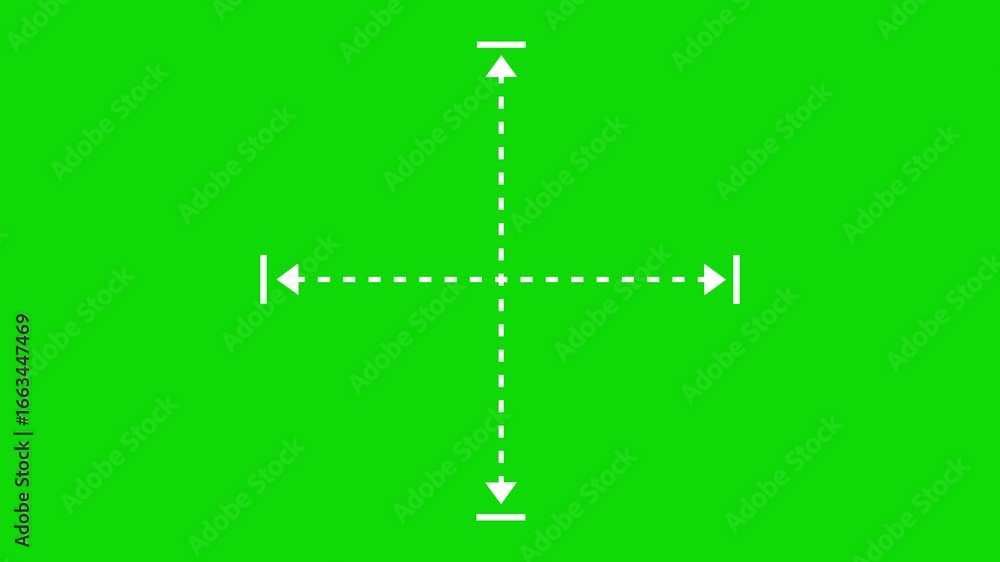 Aufkleber cross arrows expanding animation for scale and dimension with green screen