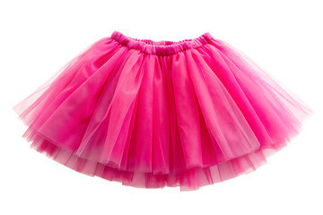 Bright Pink Layered Tulle Tutu Skirt with Elastic Waistband ballet isolated on a transparent background