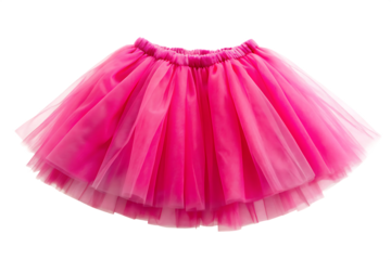 Bright Pink Layered Tulle Tutu Skirt with Elastic Waistband ballet isolated on a transparent background