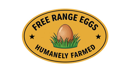 Free Range Eggs Humanely Farmed Illustration for Sustainable Food Labels