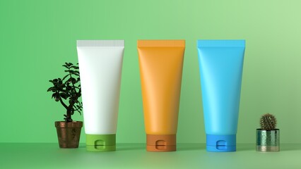 set of cosmetic bottles