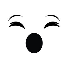 Smiling cat face with closed eyes icon. Isolated on white backgrund. Vector illustration. eps10