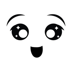 Smiling cat face with closed eyes icon. Isolated on white backgrund. Vector illustration. eps10