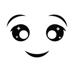 Smiling cat face with closed eyes icon. Isolated on white backgrund. Vector illustration. eps10