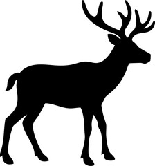 Obraz premium Deer silhouette, black deer icon, stag illustration, wildlife graphic isolated on Transparent Background