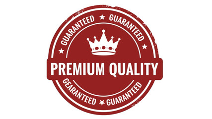 Premium Quality Guarantee Seal - Red Badge with Crown Illustration - High-Quality Service