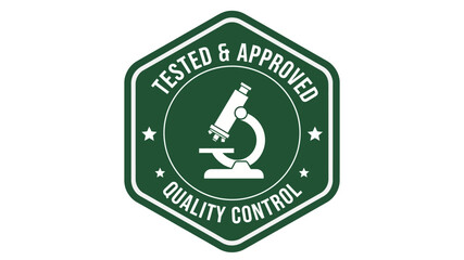 Quality Control Stamp Featuring a Microscope, Ideal for Approval and Testing