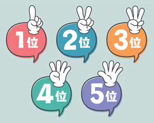 手の指で数字のカウントサイン12345