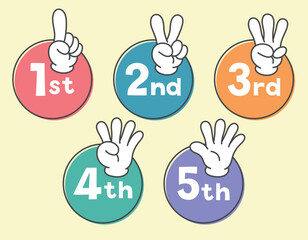 手の指で数字のカウントサイン12345