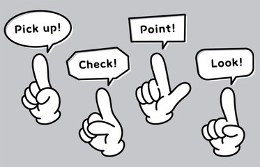 チェックやピックアップなどのアイコン指さしベクターイラスト