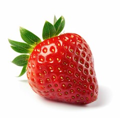 Single, ripe strawberry with green leaves (3)