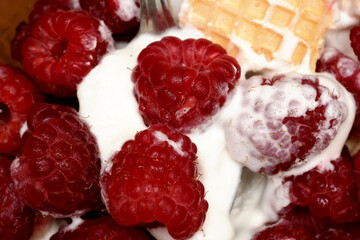 Sweet indulgence of fresh raspberries with cream delight 