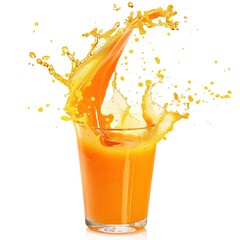 Orange juice splash in glass, vibrant and fresh