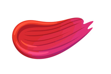Glossy pink paint stroke in abstract art style lipstick smear on white