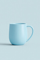 Fototapeta premium photorealistic portrayal of blue coffee mug resting on clean gray background