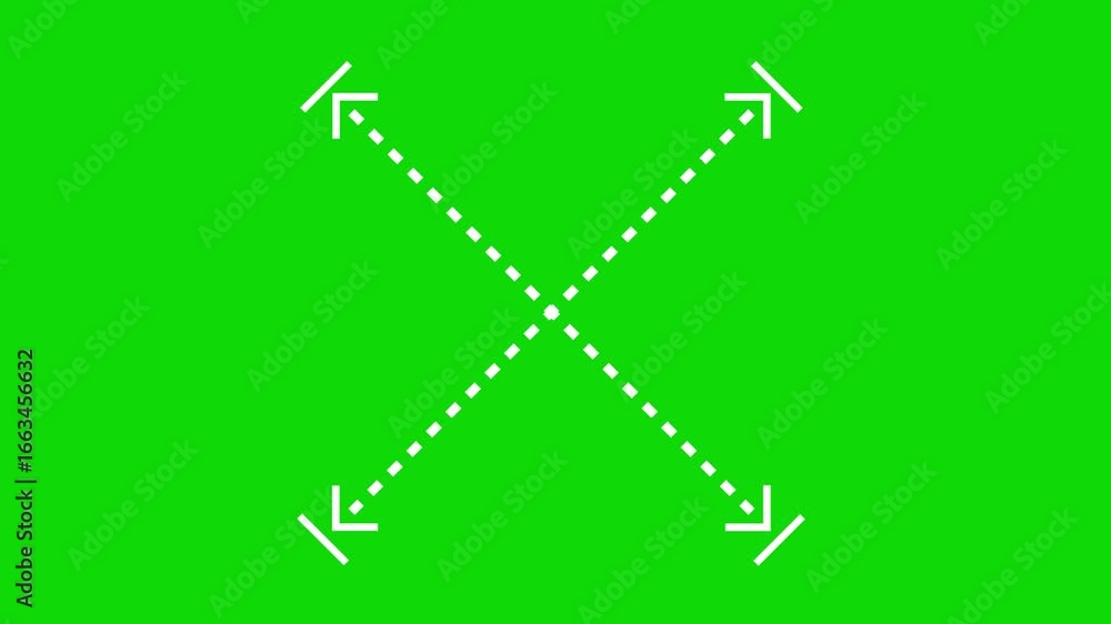 Aufkleber cross arrows expanding animation for scale and dimension with green screen