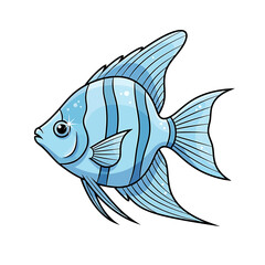 Fototapeta premium Vibrant Blue Angelfish Cartoon Illustration