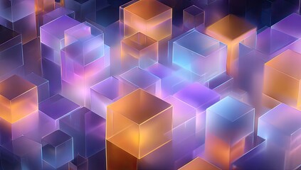 Abstract geometric shapes with vibrant, glowing colors