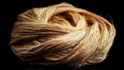 Fototapeta premium Close Up Ball Of Jute Yarn With Golden Specks
