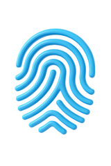 Abstract 3D Render of a Blue Fingerprint Icon; Modern, Clean, and Secure Design for Digital Identity.