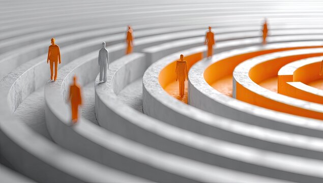 Abstract spiral maze with figures - Powered by Adobe