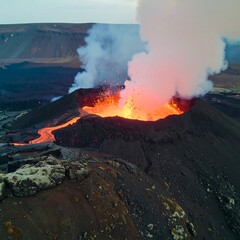 Volcanic eruption from above