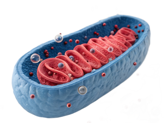 Detailed 3D Render of a Mitochondrion Showing Inner and Outer Membranes and Cristae Structure for Science Visualization