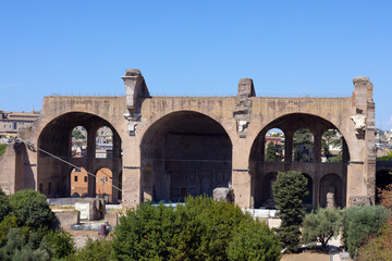 The Basilica of Maxentius and Constantine in Rome, Italy. .A civic basilica in the Roman Forum.