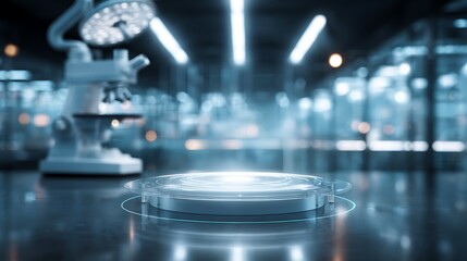 Advanced Scientific Research Laboratory with Futuristic Holographic Display Table