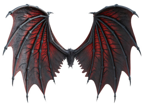 Detailed Dragon Wings on Black Background Fantasy Halloween Costume Prop Creative Design Concept