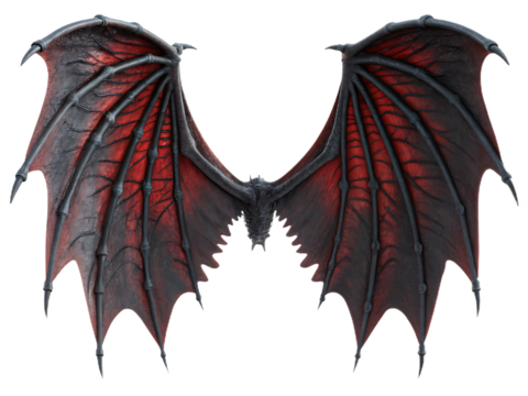 Detailed Dragon Wings on Black Background Fantasy Halloween Costume Prop Creative Design Concept