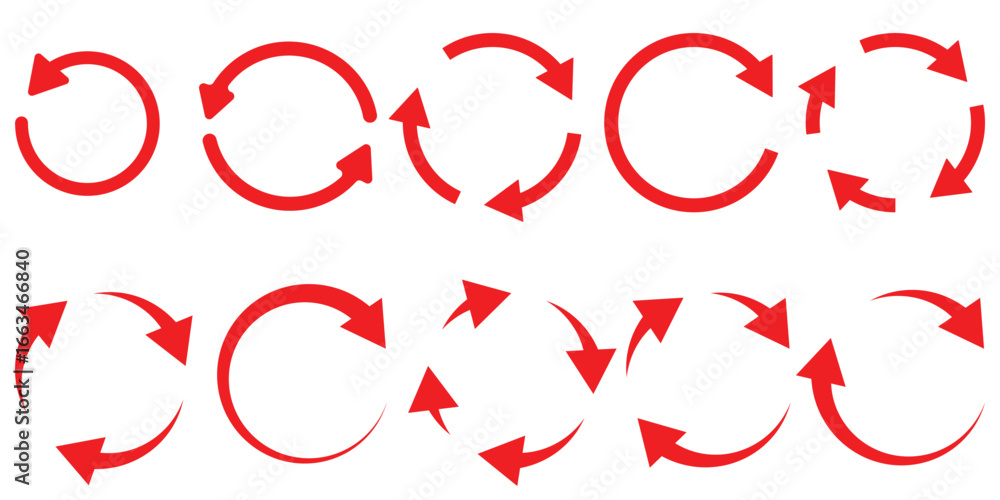 Poster circle arrow vector icon set. rotation, recycle and icon symbols. circle arrow icon set. symbol of r