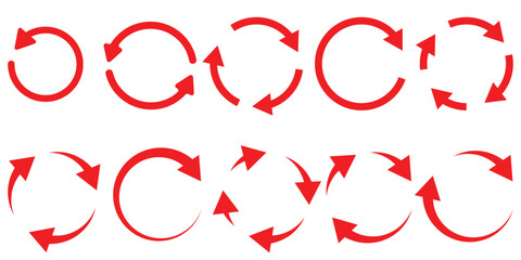 Circle arrow vector icon set. Rotation, recycle and icon symbols. Circle arrow icon set. Symbol of reload, refresh, loading, recycle and repeat.