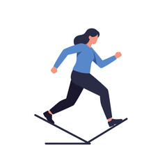 Fototapeta premium A stylized illustration portrays a woman confidently traversing an abstract, broken path, symbolizing resilience, determination, and the journey of personal growth.