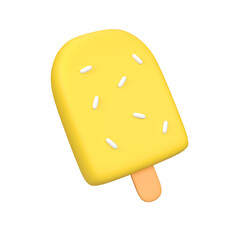 Yellow popsicles isolated 3d render icon illustration
