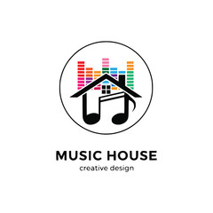 House music logo template. vector illustration