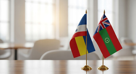 Flags of Nauru and Cook Islands representing diplomatic relations and agreements