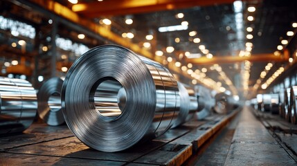 Steel Coil Production in Modern Industrial Factory with Metal Processing Line