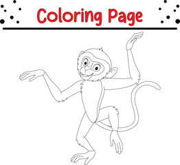 Cute monkey jungle animal coloring page