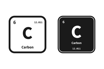 Carbon, C, chemical periodic element icon. The chemical element of the periodic table. Sign with atomic number.