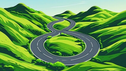 Winding Road Through a Green Digital Landscape