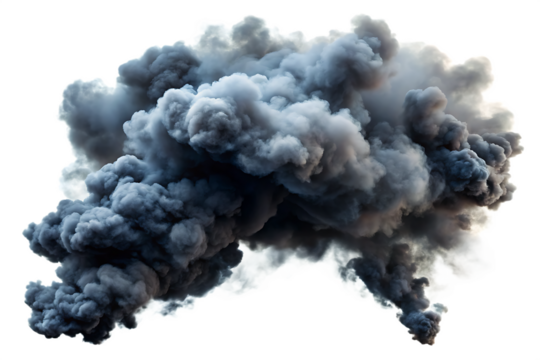 Dense, Turbulent Smoke Formation with Lighter Edges cloud dark isolated on a transparent background