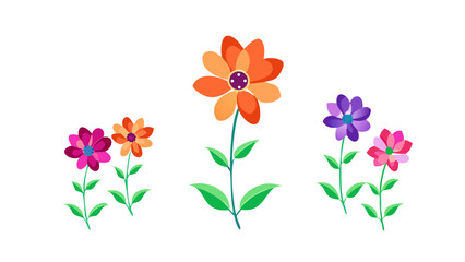 Colorful floral arrangement featuring vibrant flowers with petals and leaves, , perfect for spring and summer designs