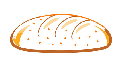 Cartoon loaf of bread, a staple food made from flour, water, and yeast, baked in an oven, and often sliced for sandwiches
