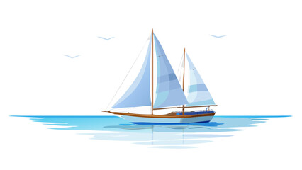 Vector illustration of a sailboat sailing on the ocean, , perfect for nautical themed designs and summer vacation projects