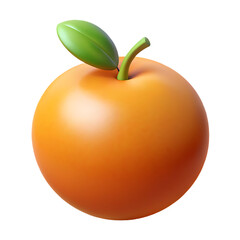 A vibrant ripe orange fruit with a single green leaf and stem against a stark black background showcasing its smooth texture and healthy appearance