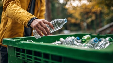 Environmental Cleanup Collecting Plastic Bottles
