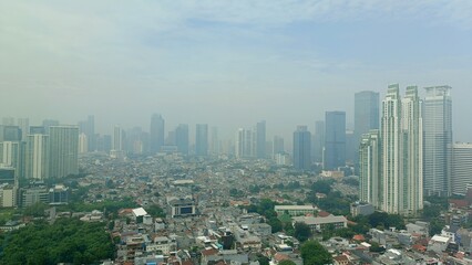 Obraz premium Jakarta, Indonesia – August 20, 2025: A cityscape view of Indonesia capital city Jakarta